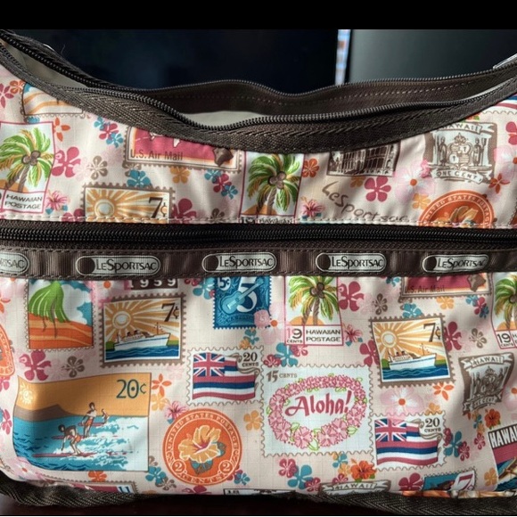 LeSportsac Hawaiian Lei Aloha Vintage Stamps Boho - Picture 3 of 9